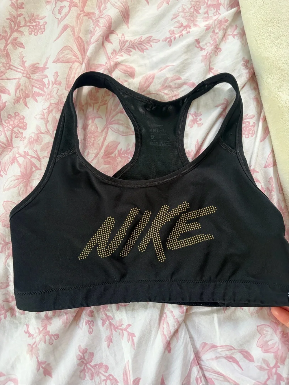Nike Black Sports Bra with Gold Studded Logo